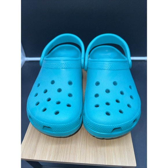 Crocs Classic Clogs Crocband Rubber Teal Green Water Shoes Mules Size M5 W7 - Picture 3 of 8